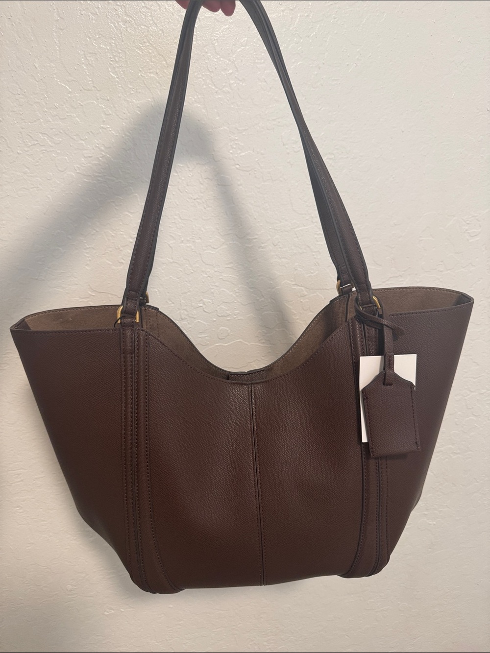 Zara Maxi Shopper Bag Classic Brown Leather Tote BRAND NEW - Picture 5 of 6